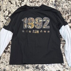 1992 Ash  Black Graphic Long Sleeve Shirt size small